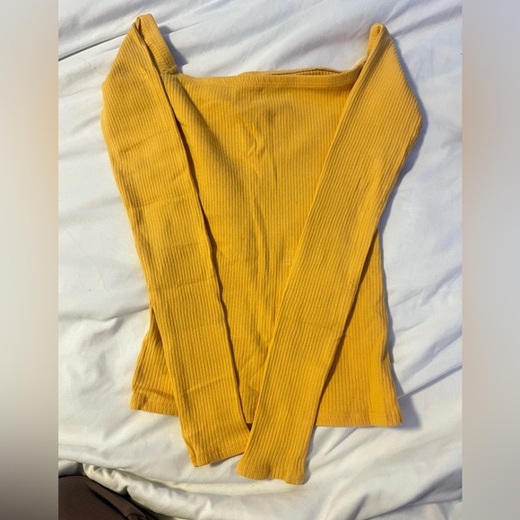 Coconut Kiss Off Shoulder Long Sleeve Top - Yellow